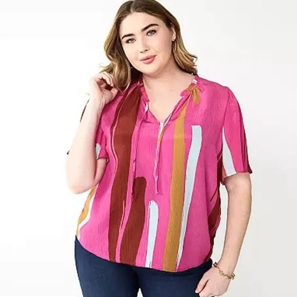 Pink and Brown Women's Top